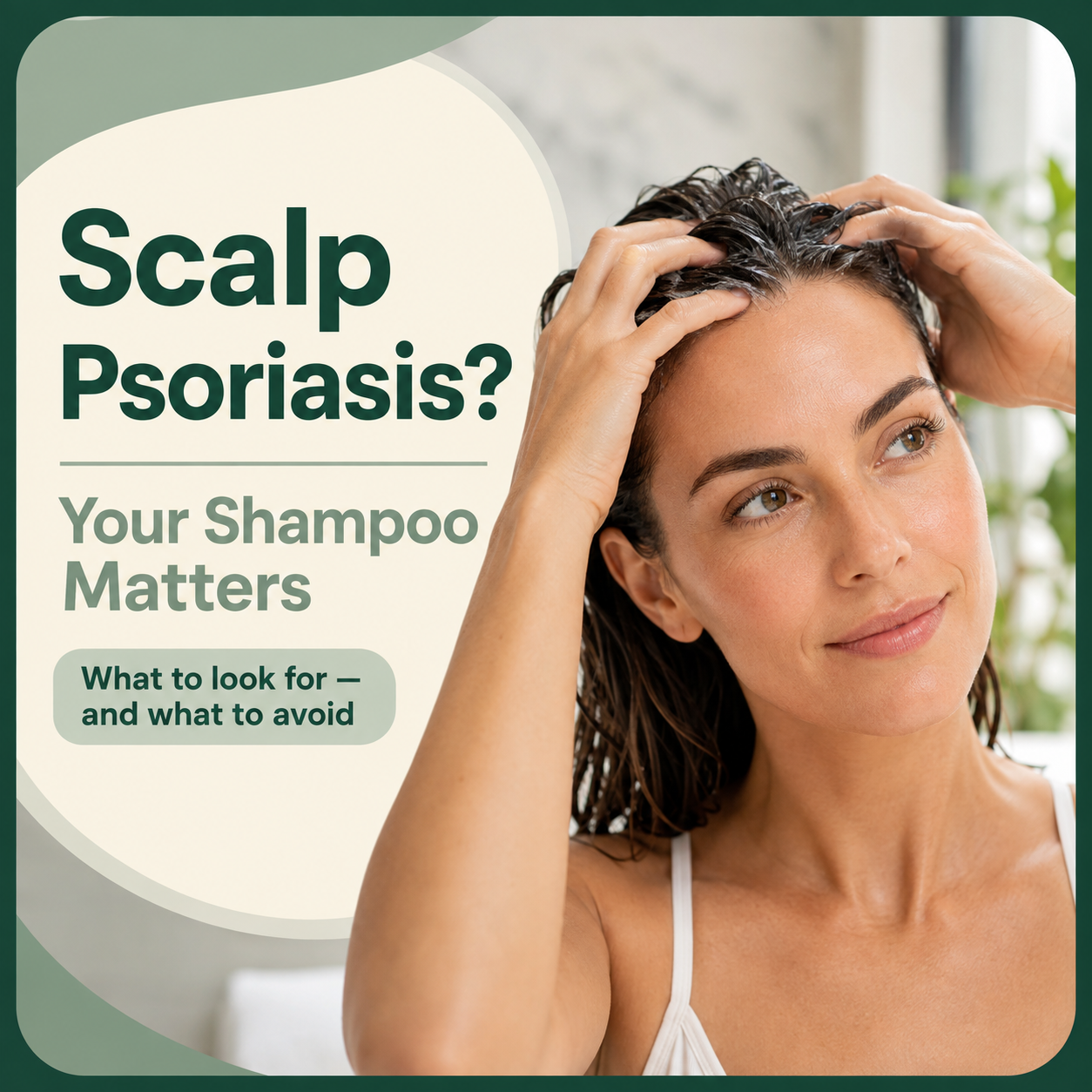 Woman gently washing her hair while choosing the best shampoo for scalp psoriasis