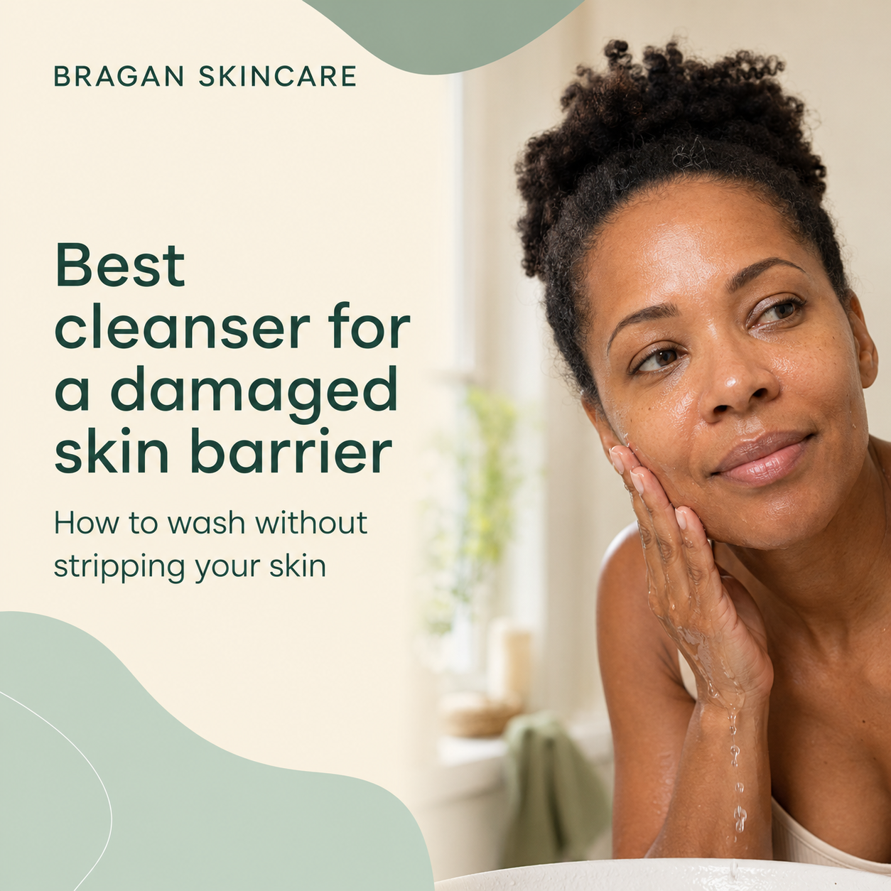 Woman gently rinsing her face while learning how to choose a cleanser for a damaged skin barrier.