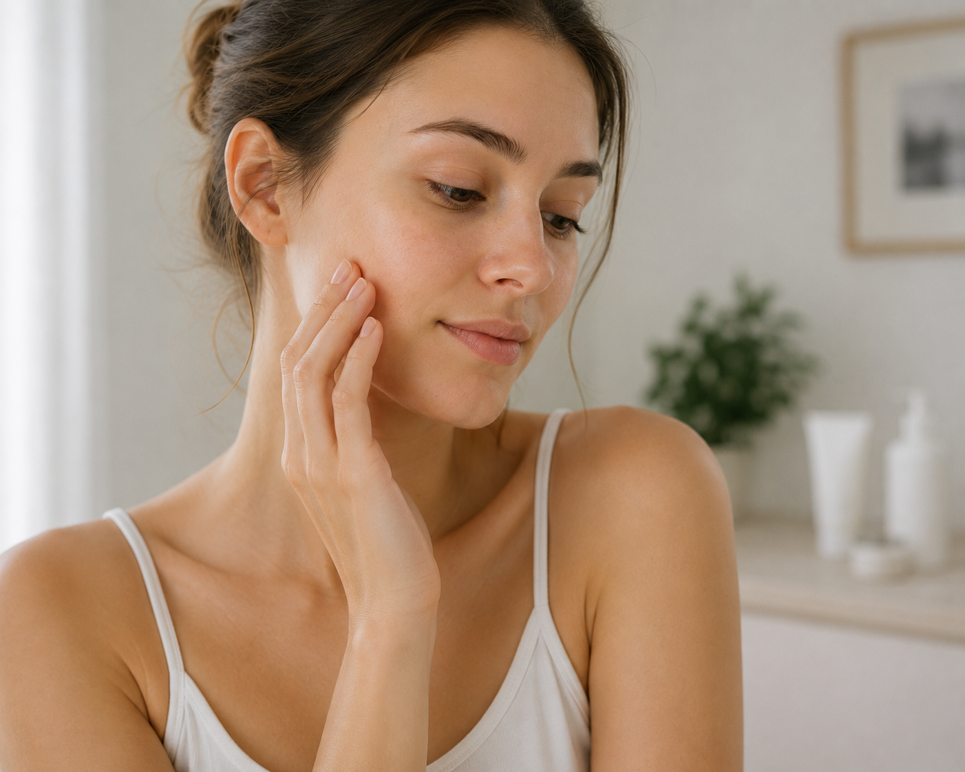 Applying Bragan Skincare Snail Mucin Face Serum after cleansing as part of an acne skincare routine.