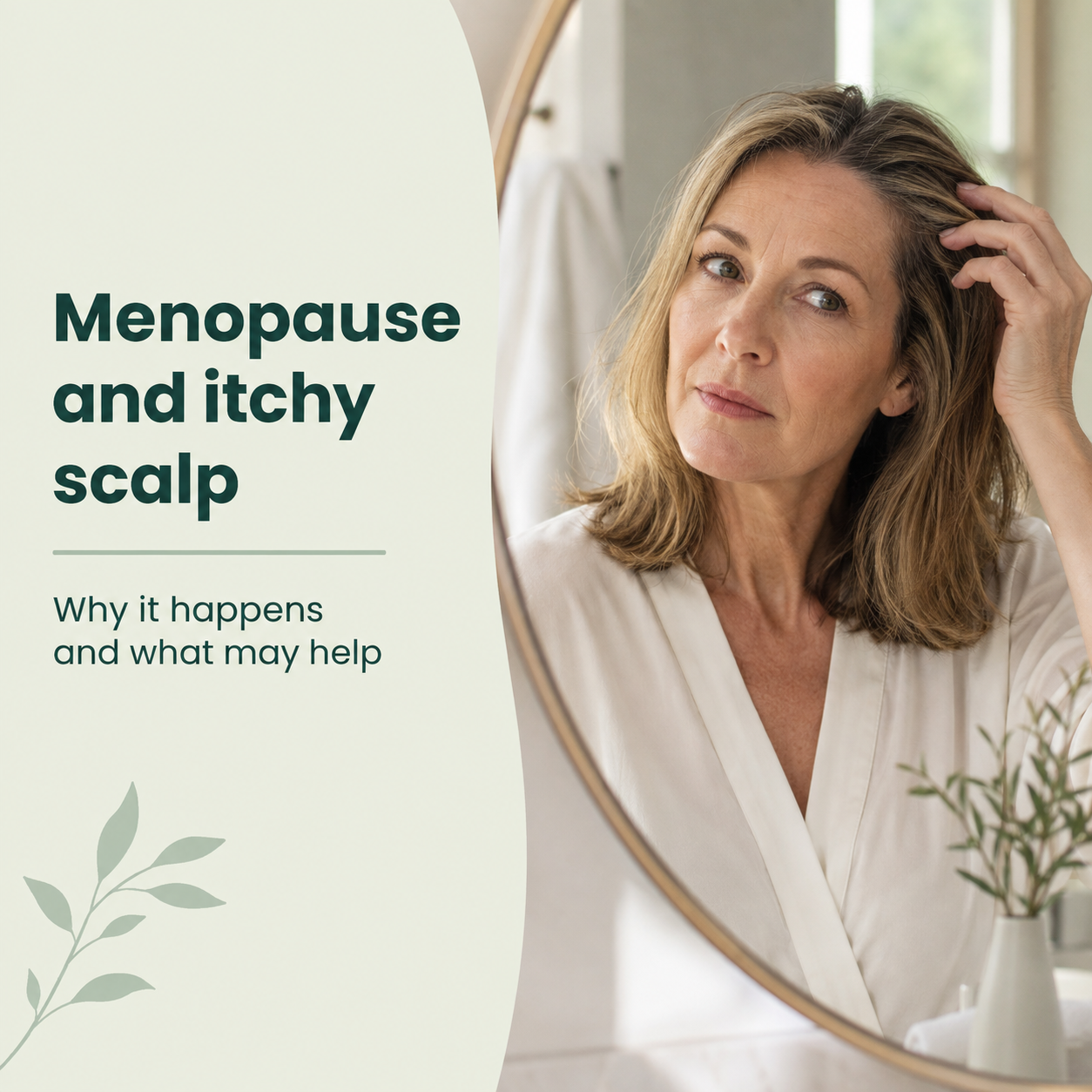 Woman experiencing an itchy and sensitive scalp during menopause.