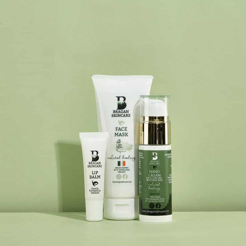 snail cosmetics, Snail Face Mask, moisturising Lip Balm and luxurious hand cream combo set.