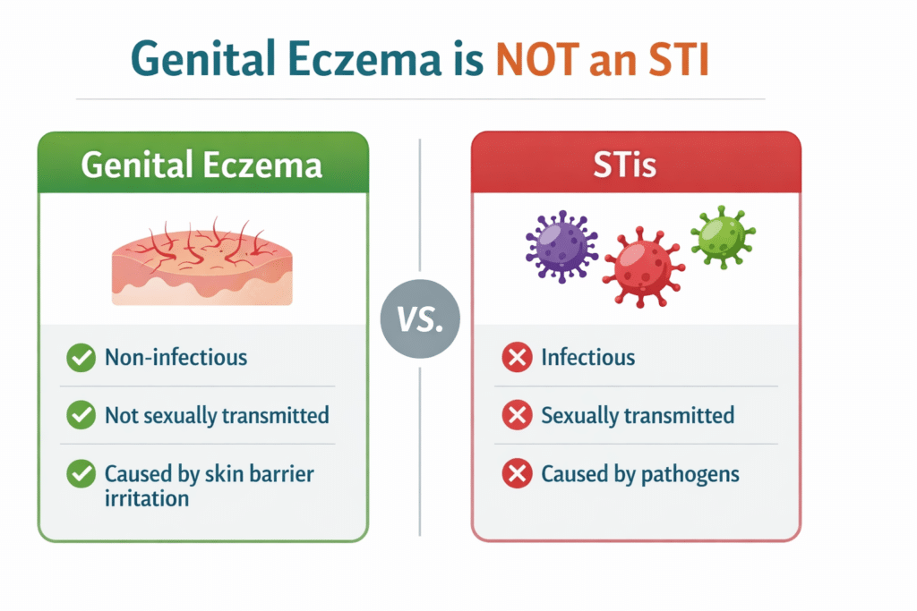 genital eczema is not an STI or STD infographic