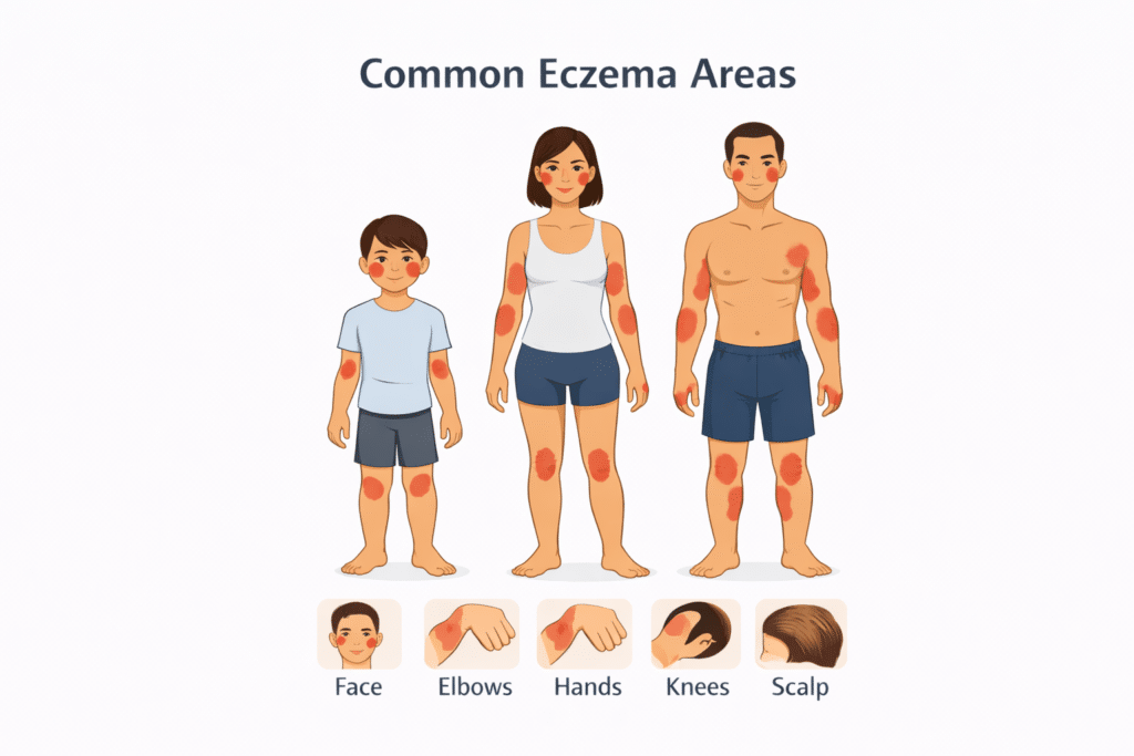 common areas for eczema