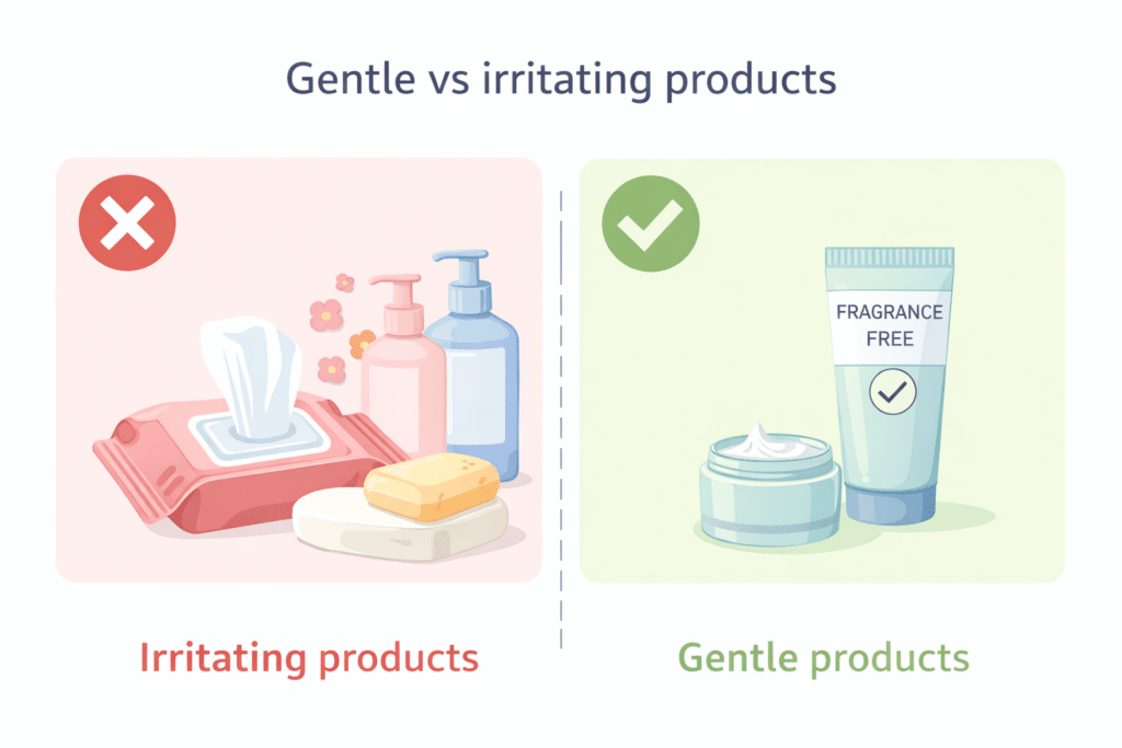 infographic about gentle products for female genital eczema