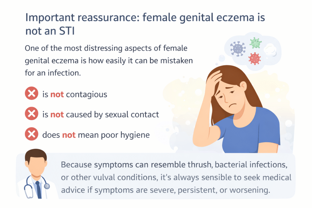 infographic about reassurance on female genital eczema