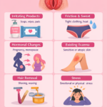 Infographic on the causes of female genital eczema.